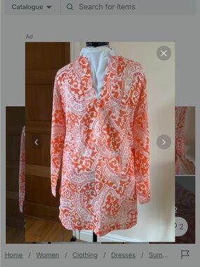 Echo Orange and White Paisley lightweight beach Tunic